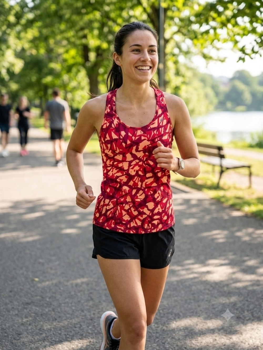 Asics Red and Coral Abstract Racerback Tank